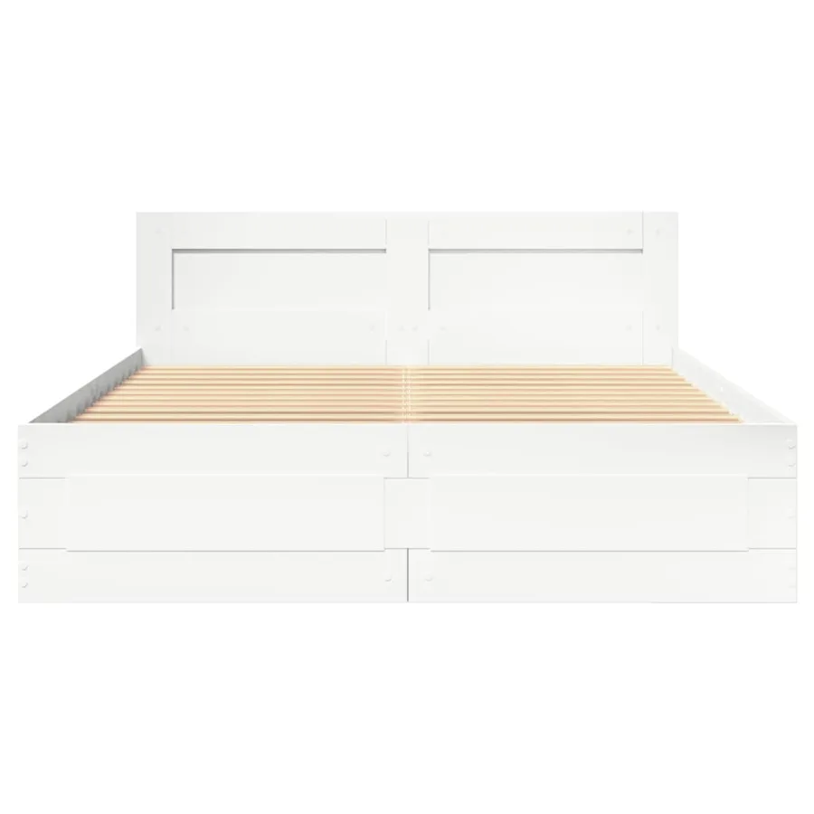 Cadre de lit avec tête de lit sans matelas blanc 120x200 cm - 5