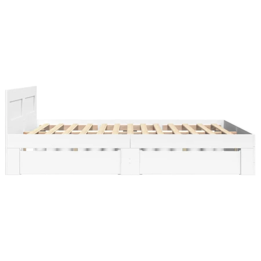 Cadre de lit avec tête de lit sans matelas blanc 120x200 cm - 6