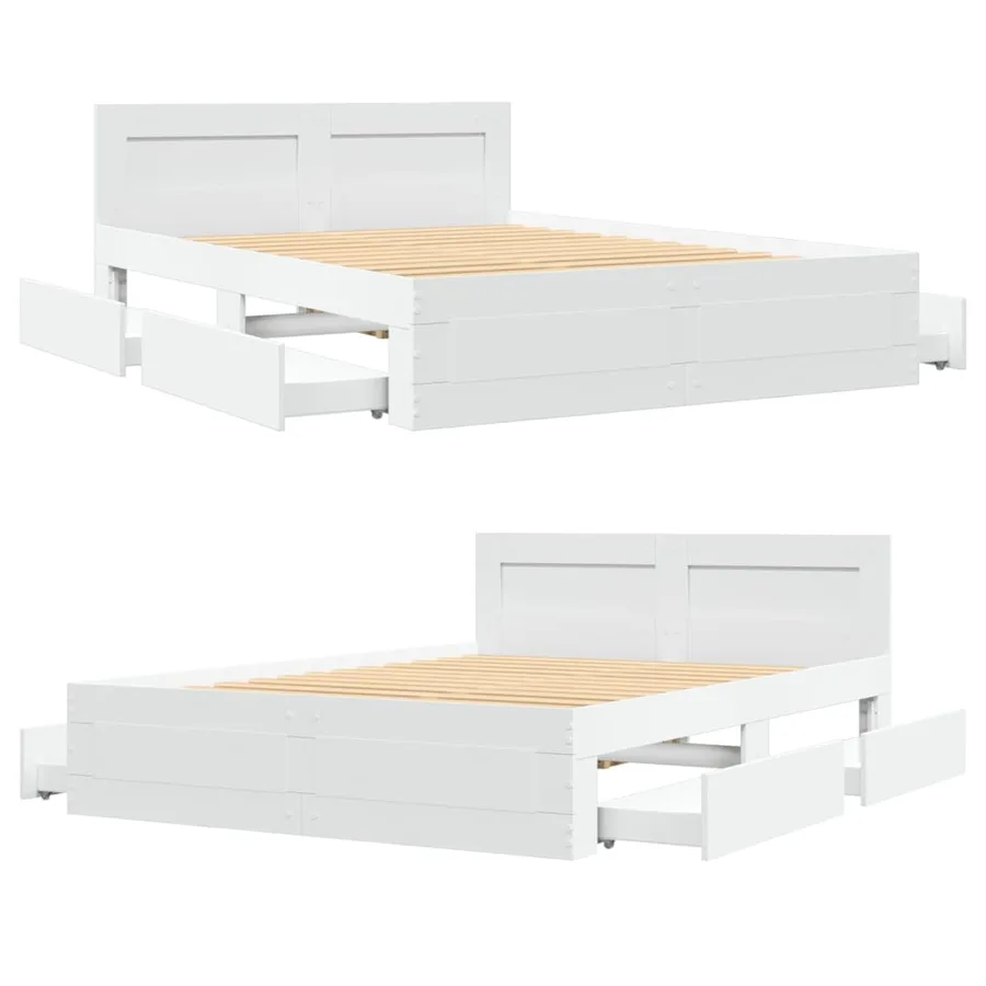 Cadre de lit avec tête de lit sans matelas blanc 120x200 cm - 8