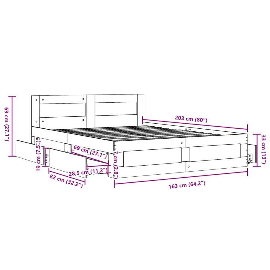 Cadre de lit avec tête de lit sans matelas blanc 160x200 cm - 11