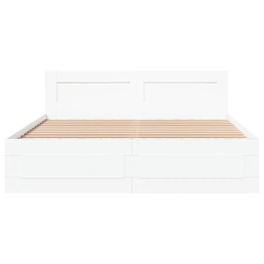Cadre de lit avec tête de lit sans matelas blanc 160x200 cm - 5