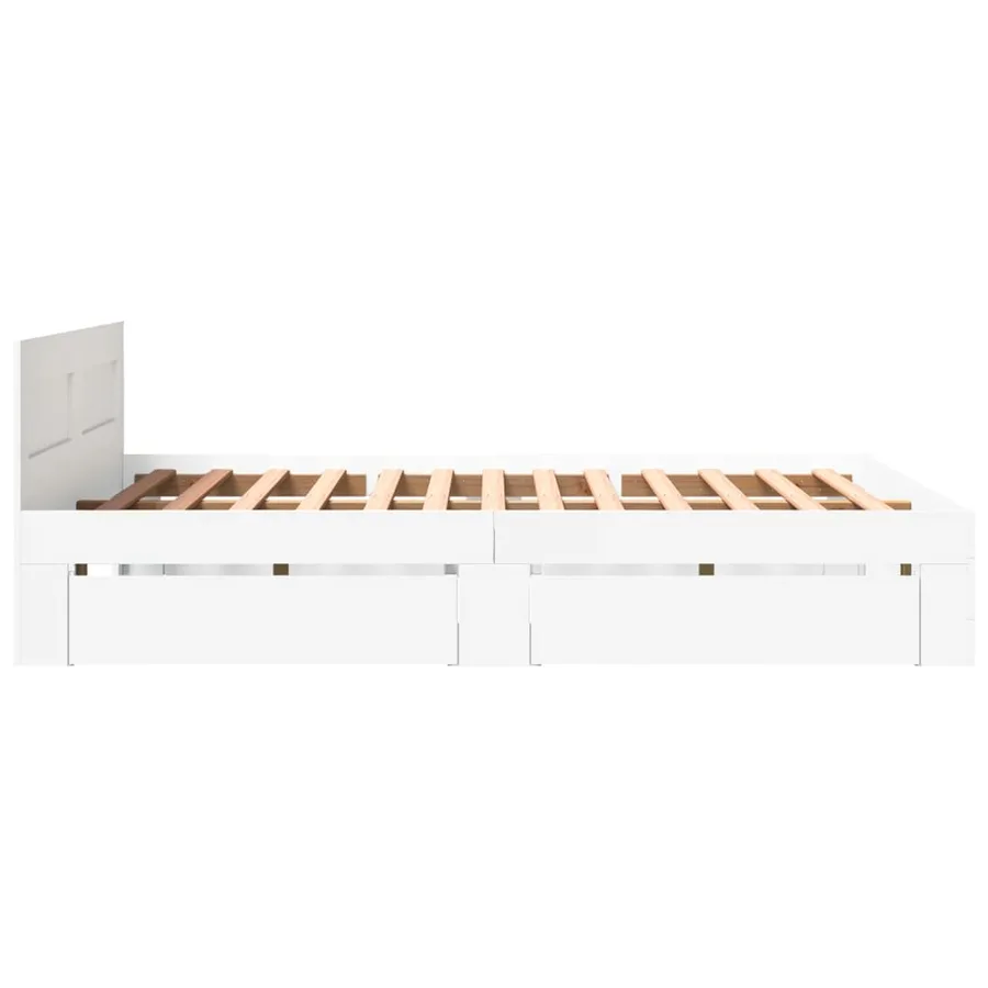 Cadre de lit avec tête de lit sans matelas blanc 160x200 cm - 6