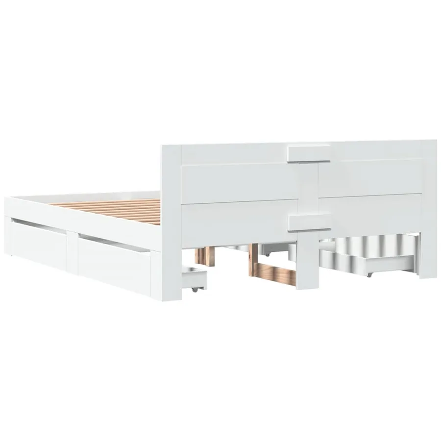 Cadre de lit avec tête de lit sans matelas blanc 160x200 cm - 7