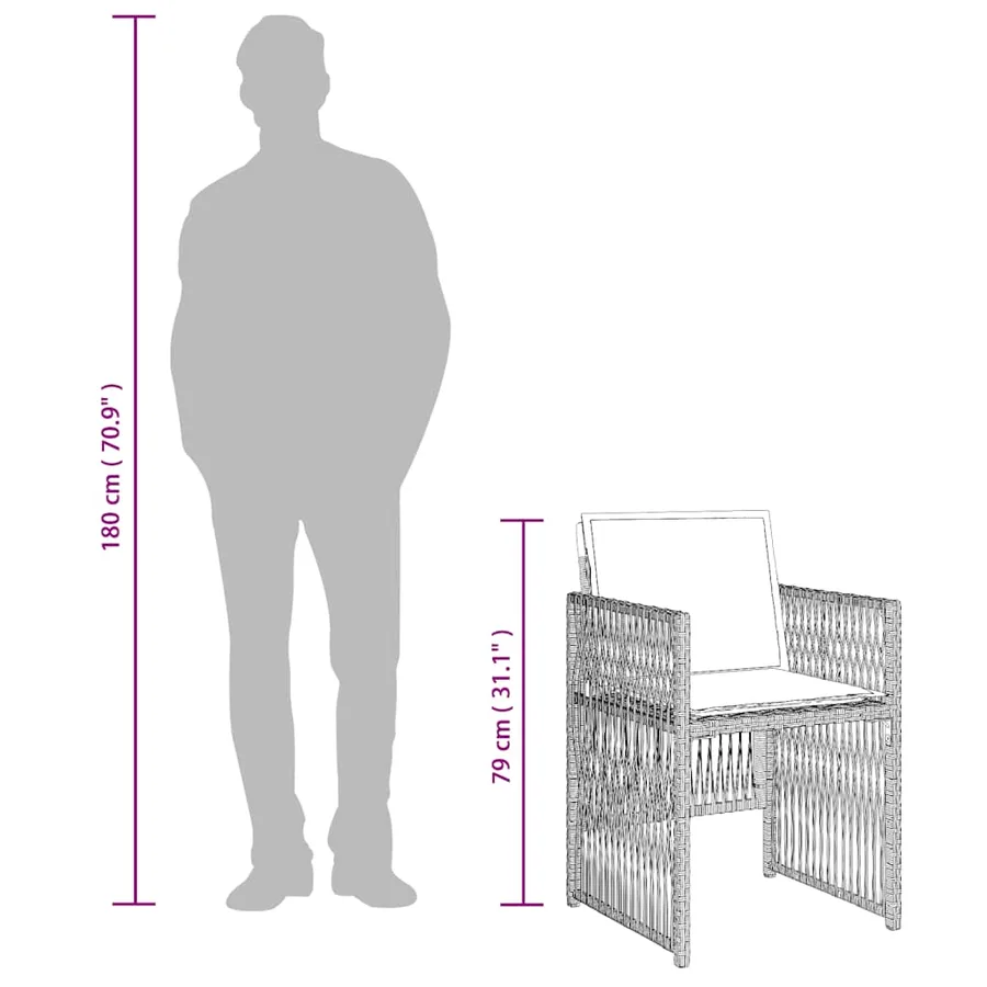 Ensemble à manger de jardin et coussins 9 pcs gris clair rotin - 12