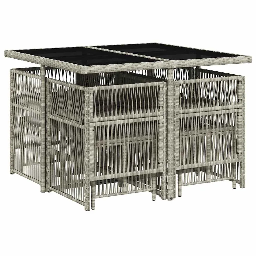 Ensemble à manger de jardin et coussins 9 pcs gris clair rotin - 3