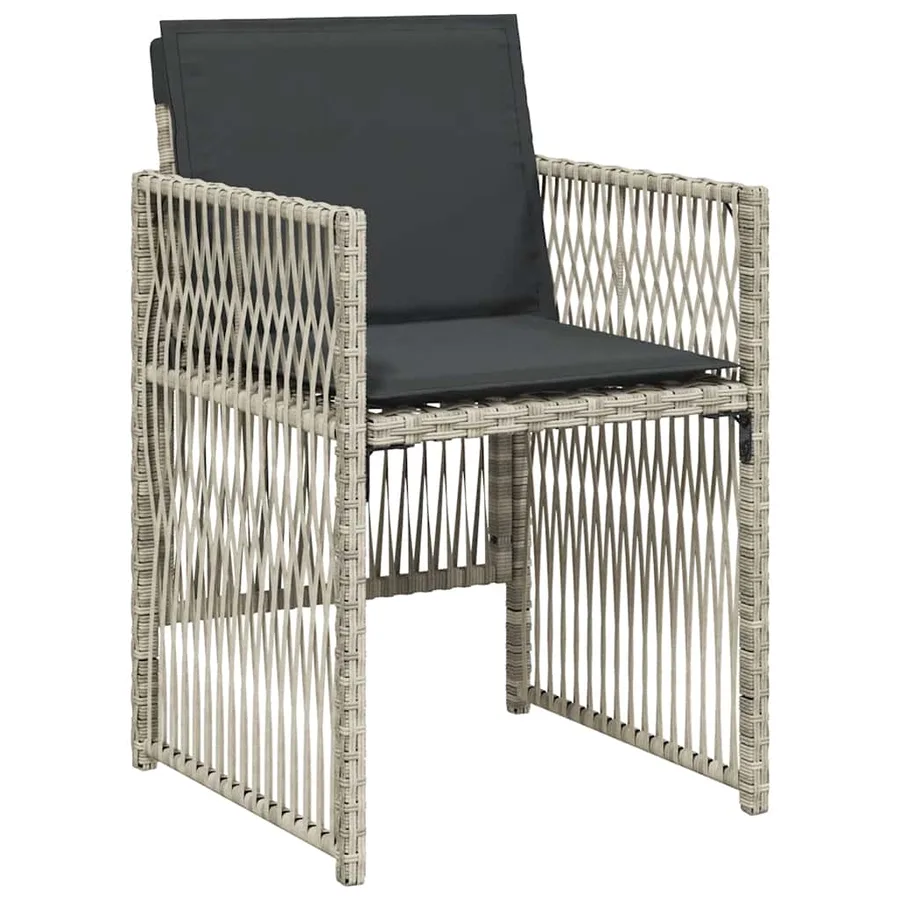 Ensemble à manger de jardin et coussins 9 pcs gris clair rotin - 5