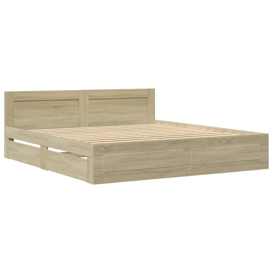Cadre de lit tête de lit sans matelas chêne sonoma 180x200 cm - 3