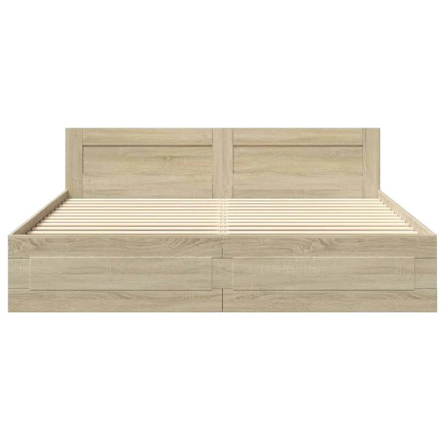 Cadre de lit tête de lit sans matelas chêne sonoma 180x200 cm - 5