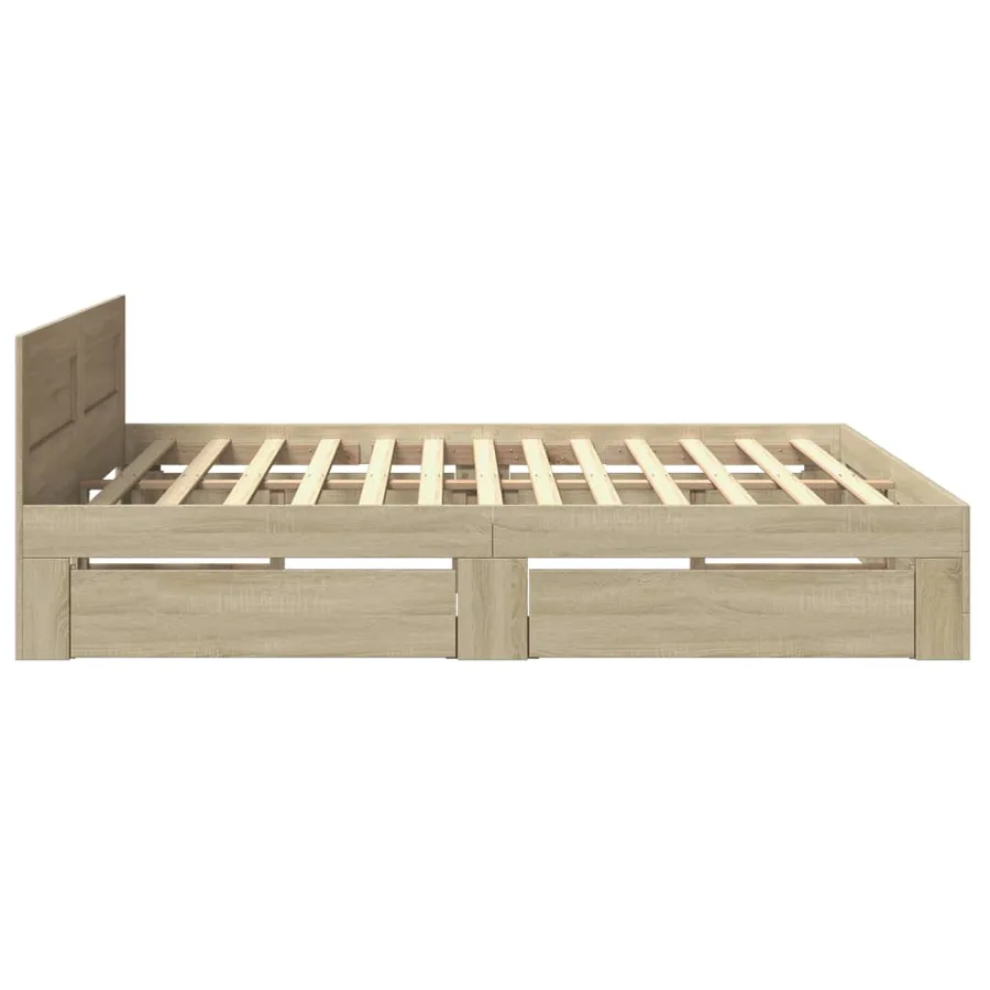 Cadre de lit tête de lit sans matelas chêne sonoma 180x200 cm - 6