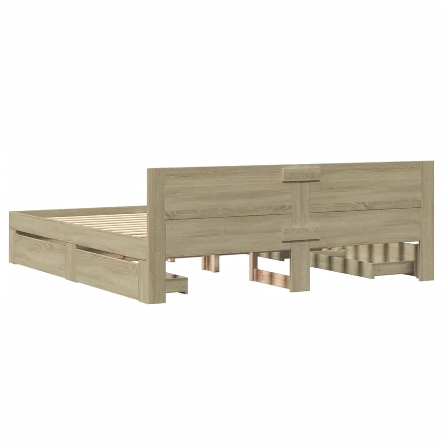 Cadre de lit tête de lit sans matelas chêne sonoma 180x200 cm - 7