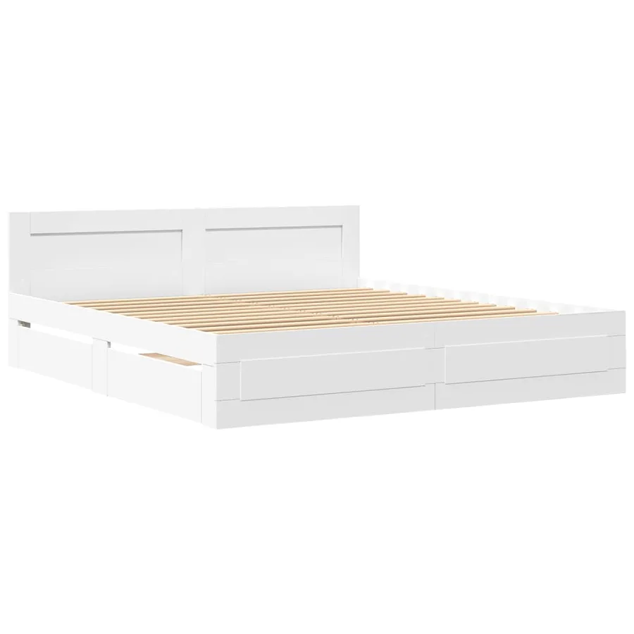 Cadre de lit avec tête de lit sans matelas blanc 180x200 cm - 3