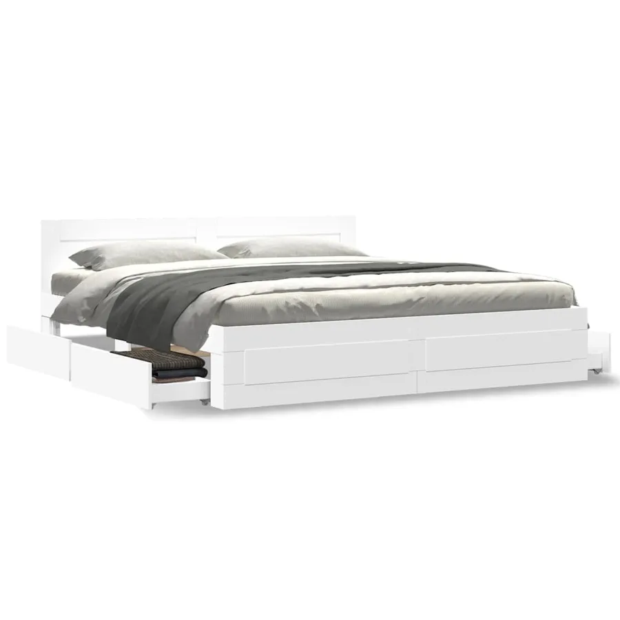 Cadre de lit avec tête de lit sans matelas blanc 180x200 cm - 4