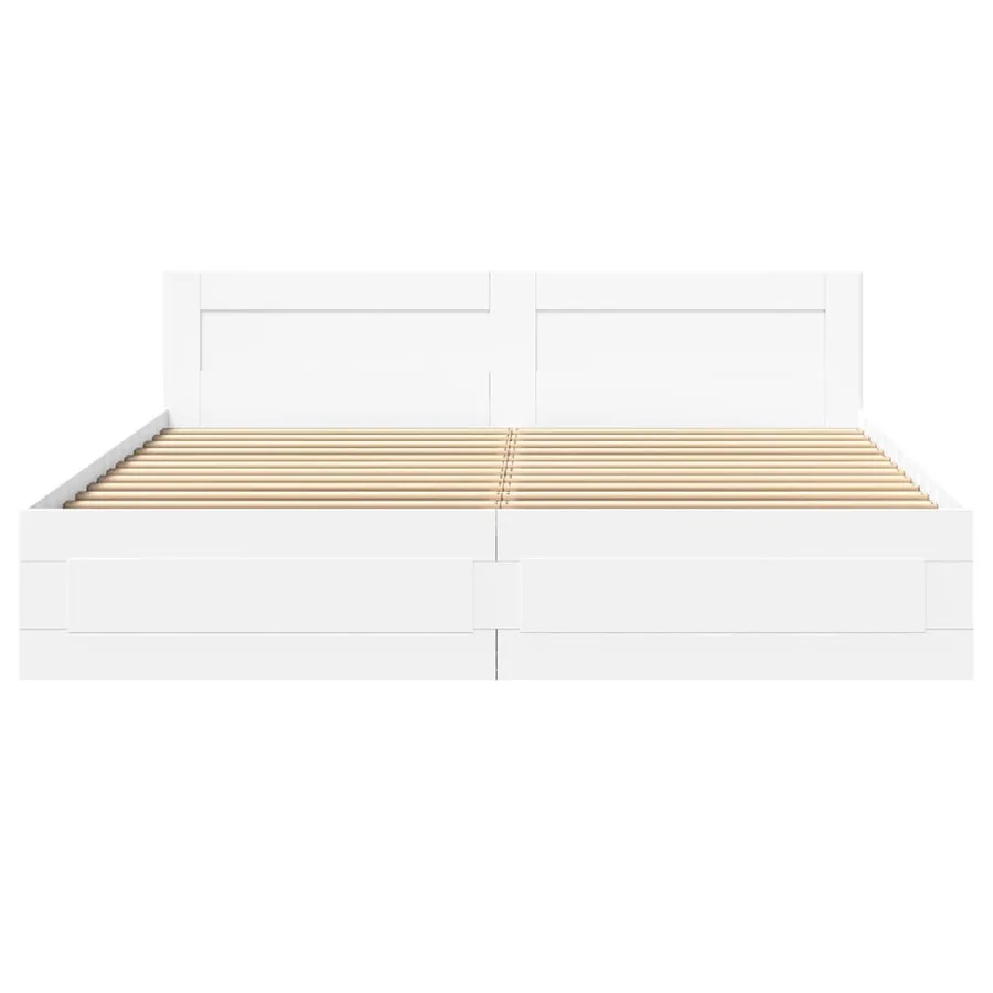 Cadre de lit avec tête de lit sans matelas blanc 180x200 cm - 5