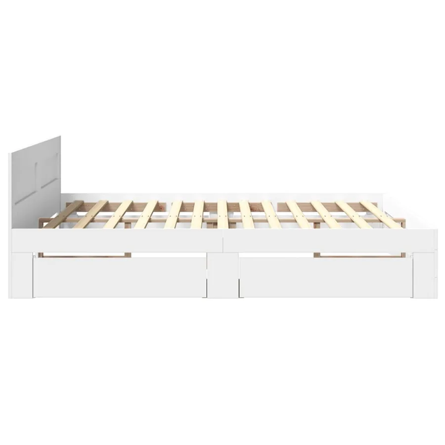 Cadre de lit avec tête de lit sans matelas blanc 180x200 cm - 6