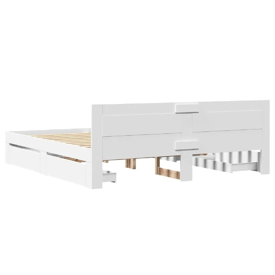 Cadre de lit avec tête de lit sans matelas blanc 180x200 cm - 7