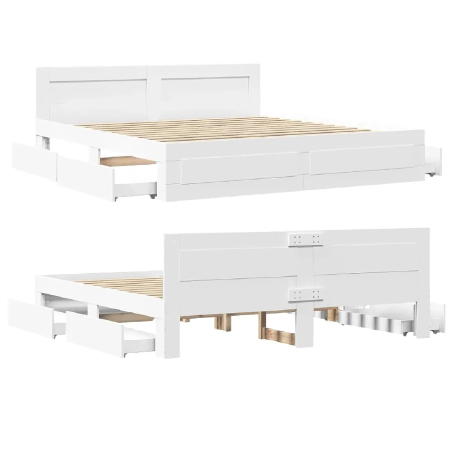 Cadre de lit avec tête de lit sans matelas blanc 180x200 cm - 8