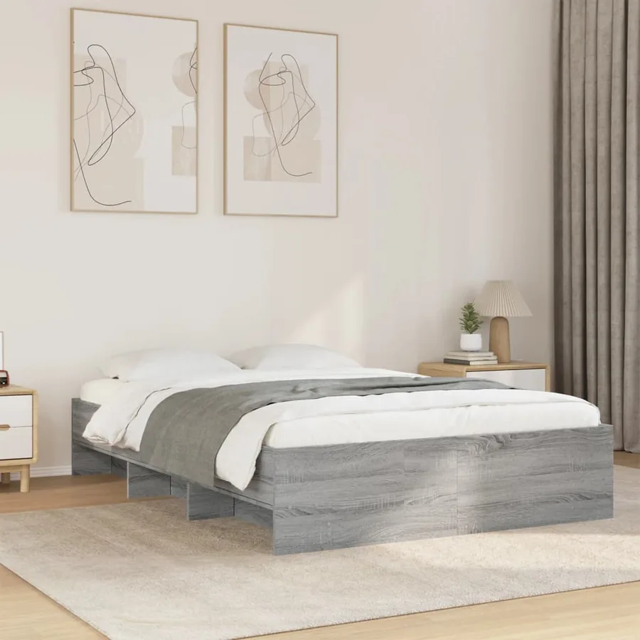 Cadre de lit sans matelas sonoma gris 135x190 cm