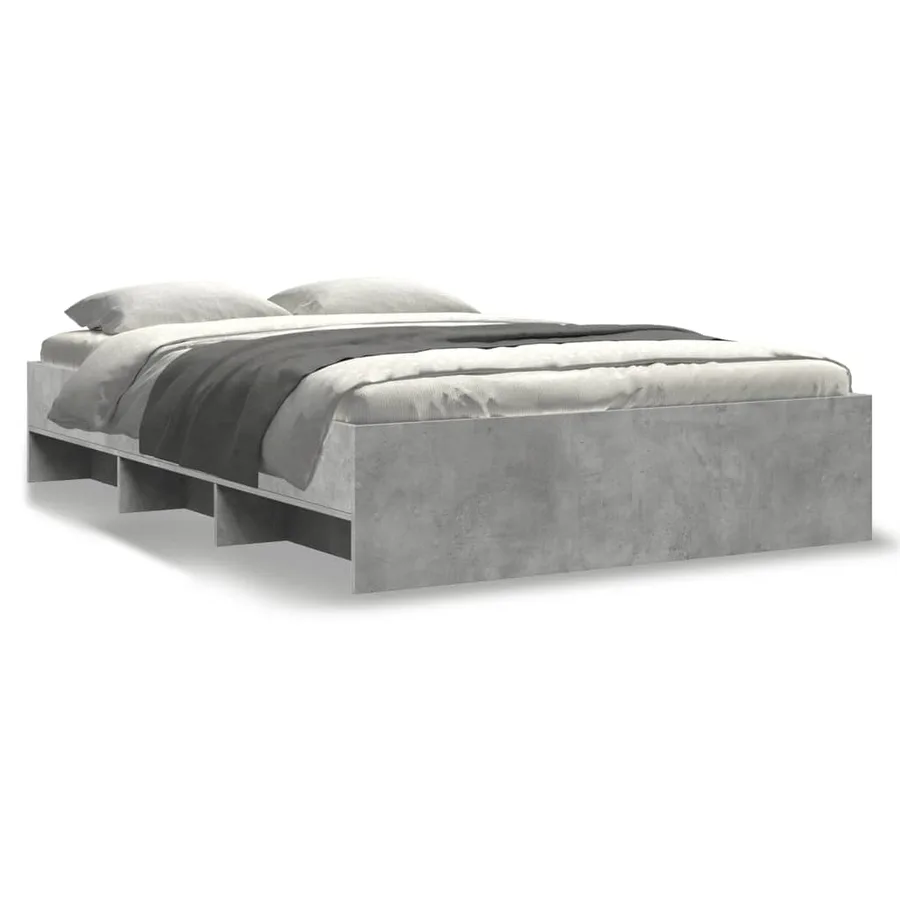Cadre de lit sans matelas gris béton 135x190 cm bois ingénierie - 2