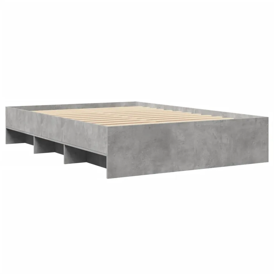 Cadre de lit sans matelas gris béton 135x190 cm bois ingénierie - 4
