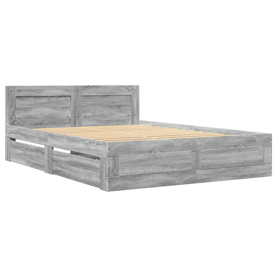 Cadre de lit et tête de lit sans matelas sonoma gris 120x200 cm - 3