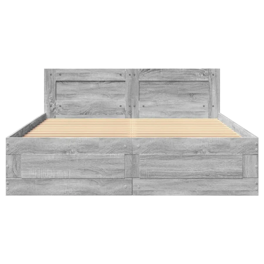 Cadre de lit et tête de lit sans matelas sonoma gris 120x200 cm - 5