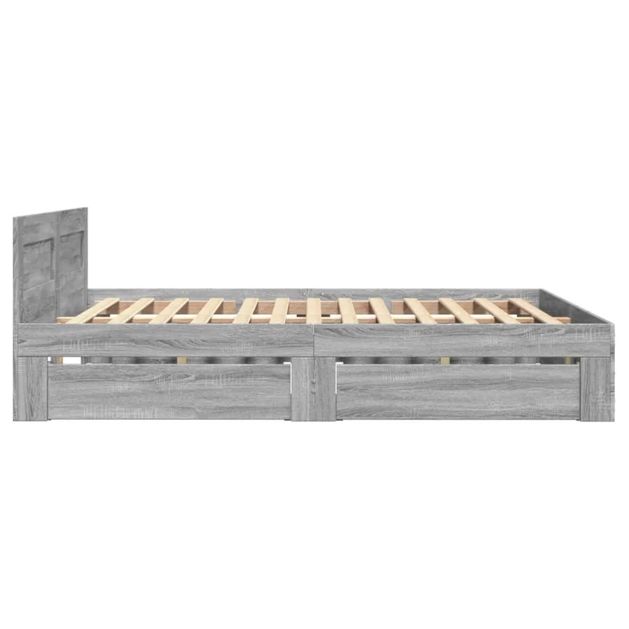 Cadre de lit et tête de lit sans matelas sonoma gris 120x200 cm - 6
