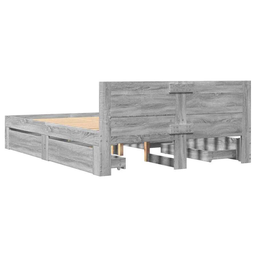 Cadre de lit et tête de lit sans matelas sonoma gris 120x200 cm - 7