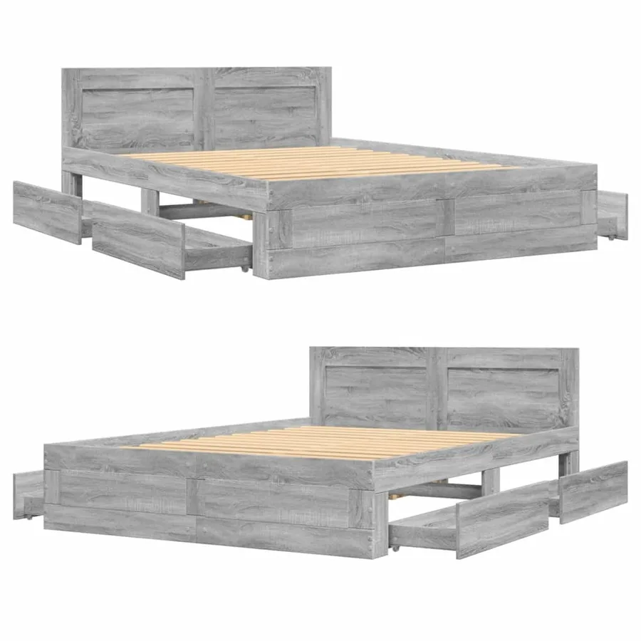 Cadre de lit et tête de lit sans matelas sonoma gris 120x200 cm - 8