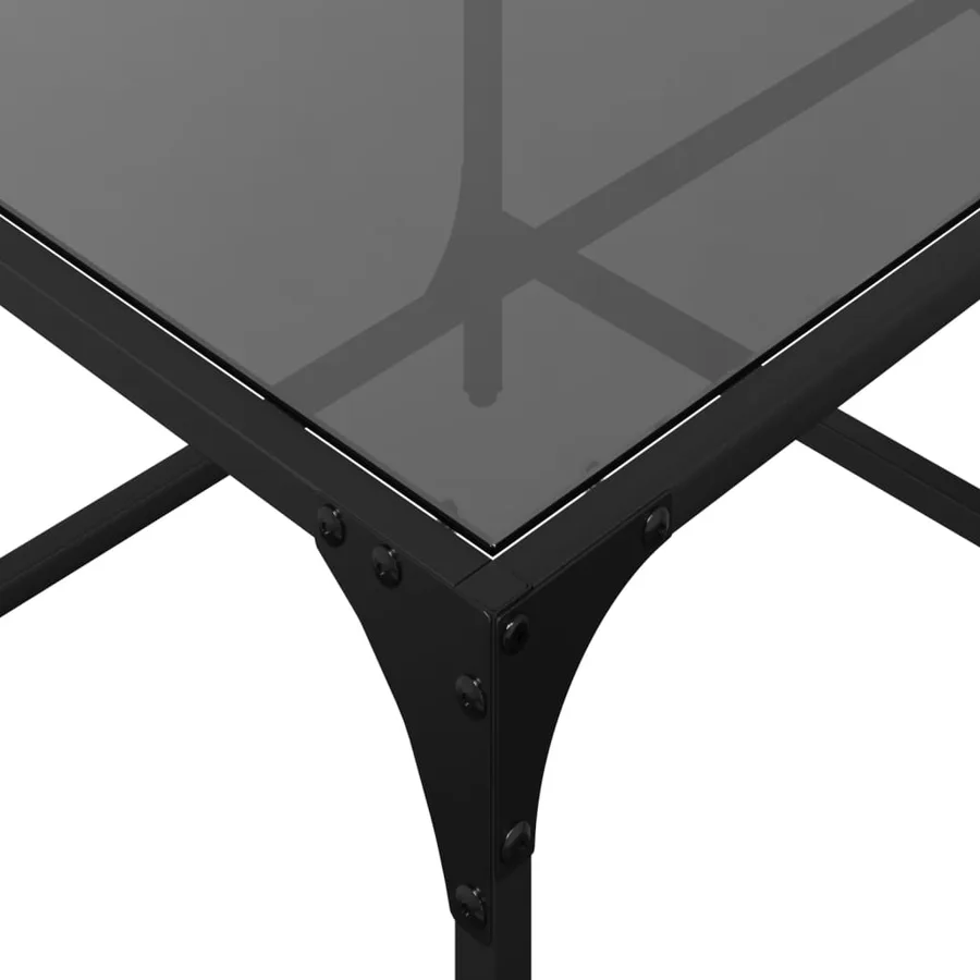 Table basse avec dessus en verre noir 98,5x50x40 cm acier - 7
