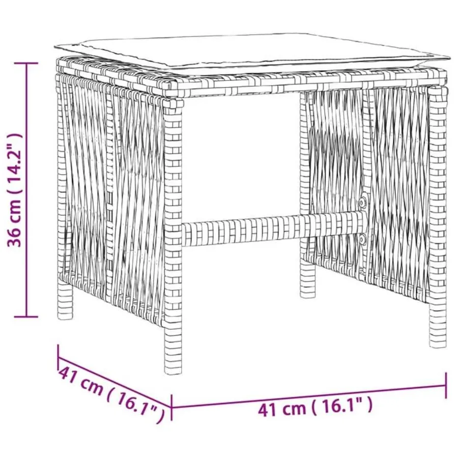Tabourets de jardin et coussins lot de 4 marron résine tressée - 11