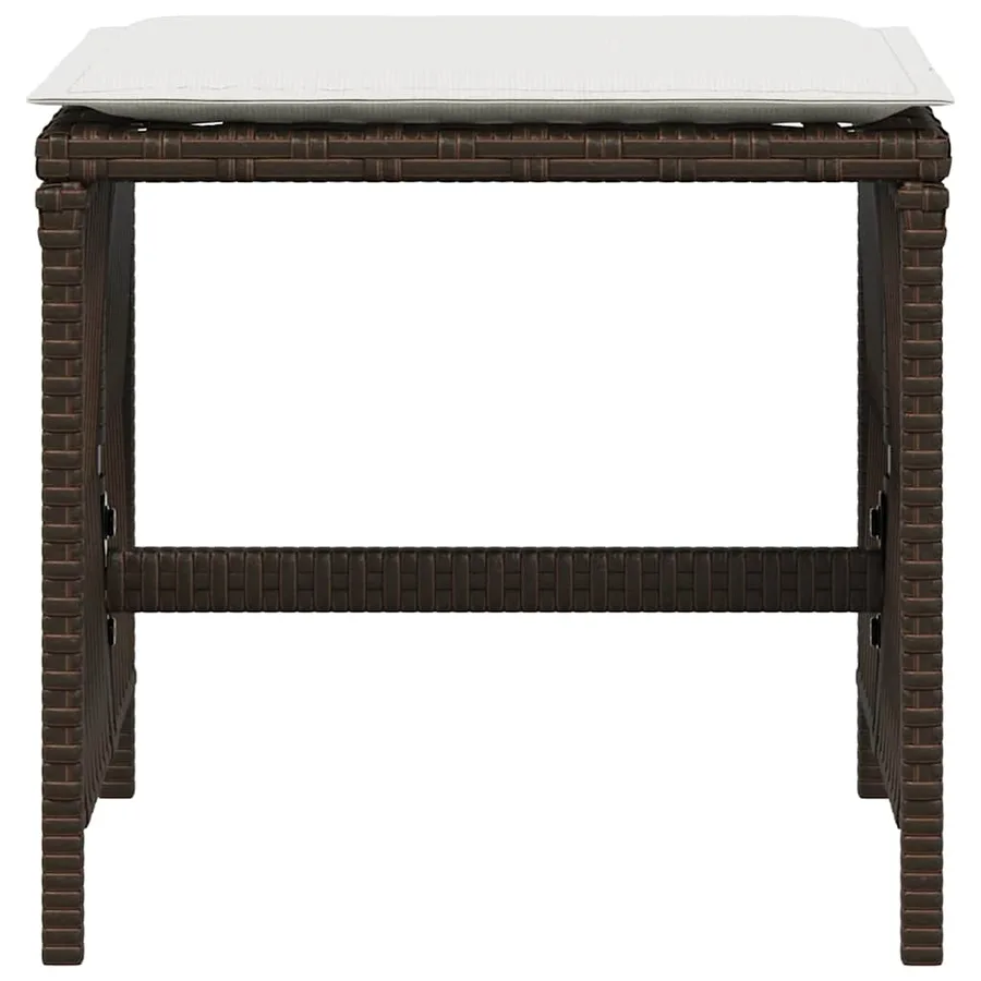 Tabourets de jardin et coussins lot de 4 marron résine tressée - 5