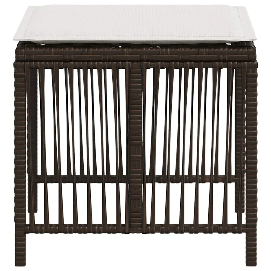 Tabourets de jardin et coussins lot de 4 marron résine tressée - 6