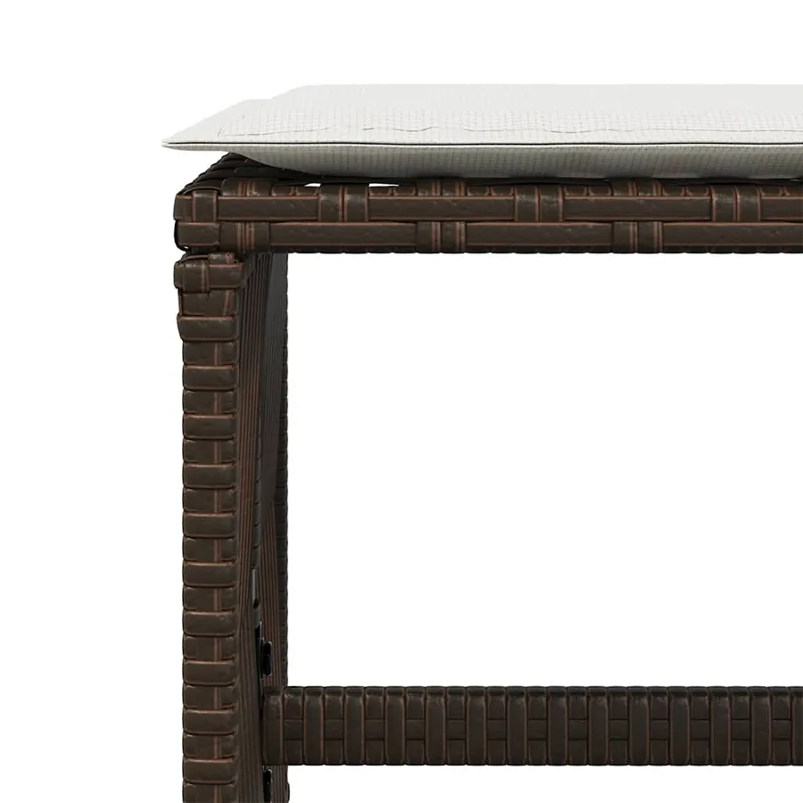 Tabourets de jardin et coussins lot de 4 marron résine tressée - 8