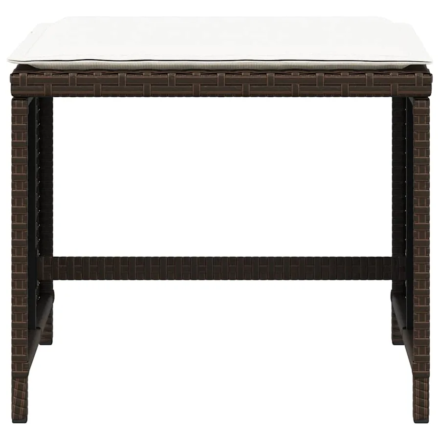 Tabourets de jardin et coussins lot de 4 marron résine tressée - 5