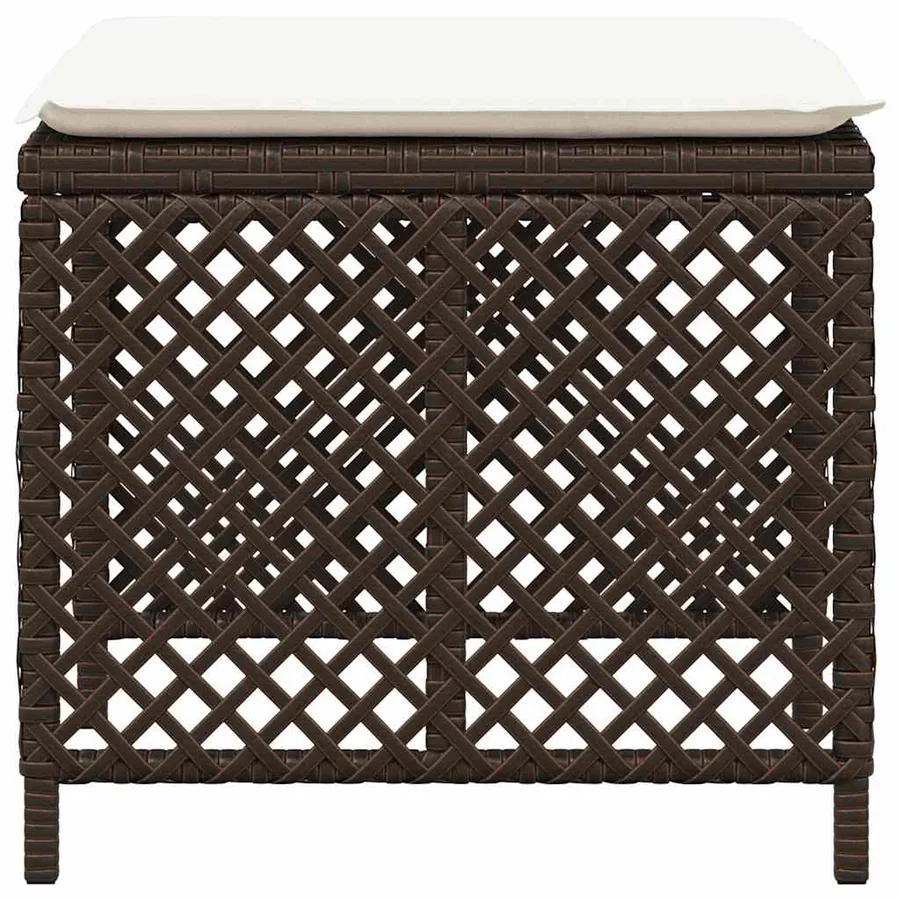 Tabourets de jardin et coussins lot de 4 marron résine tressée - 6