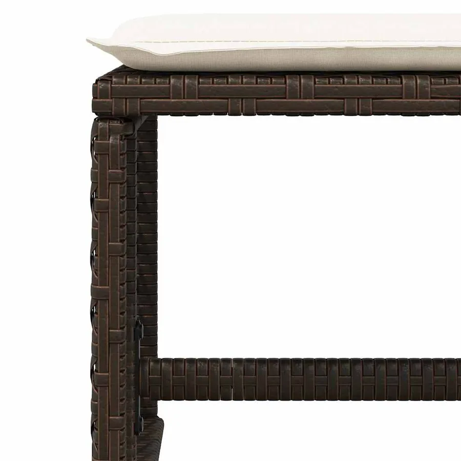 Tabourets de jardin et coussins lot de 4 marron résine tressée - 8