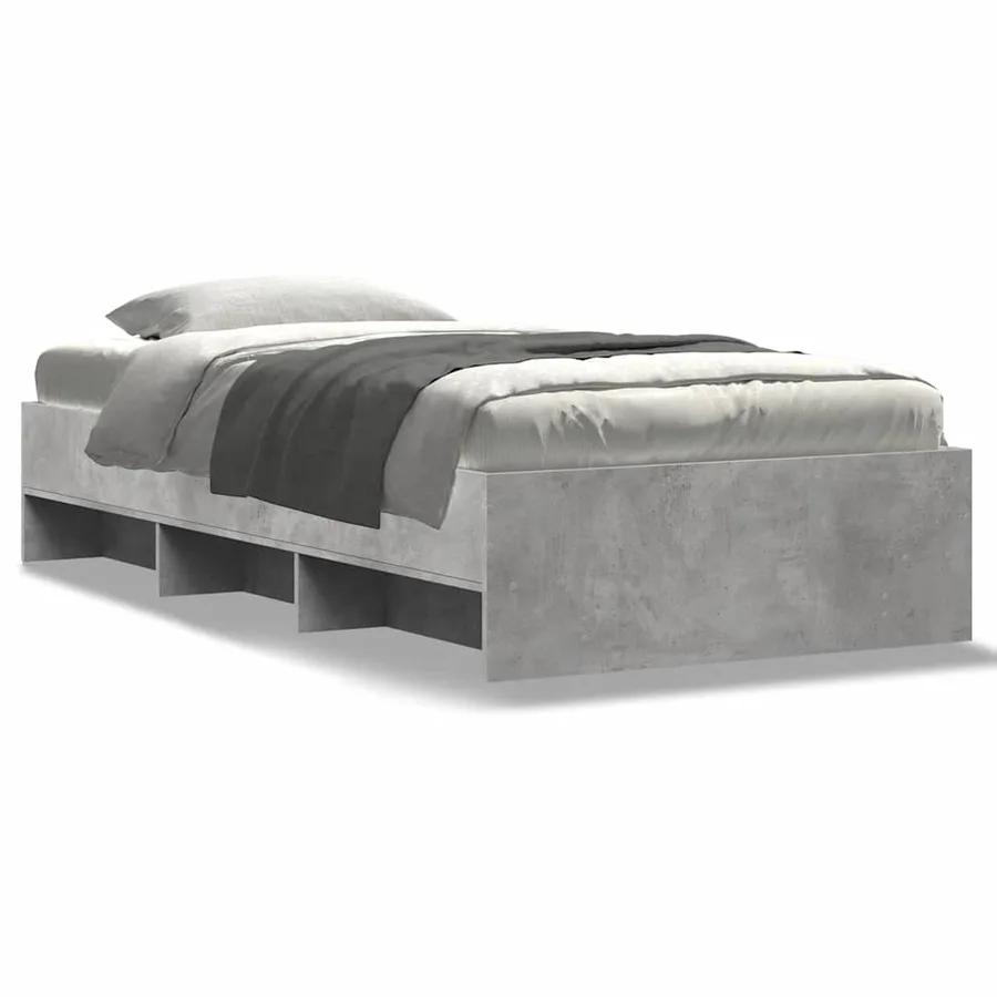 Cadre de lit sans matelas gris béton 100x200 cm bois ingénierie - 2