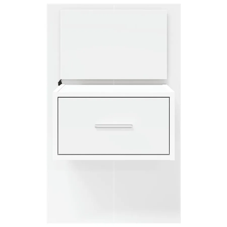 Table de chevet murale avec lumières LED blanc - 6