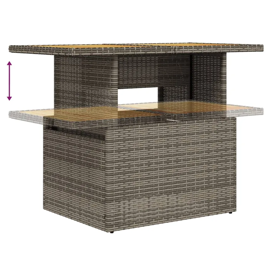 Salon de jardin avec coussins 5 pcs gris résine tressée acacia - 5