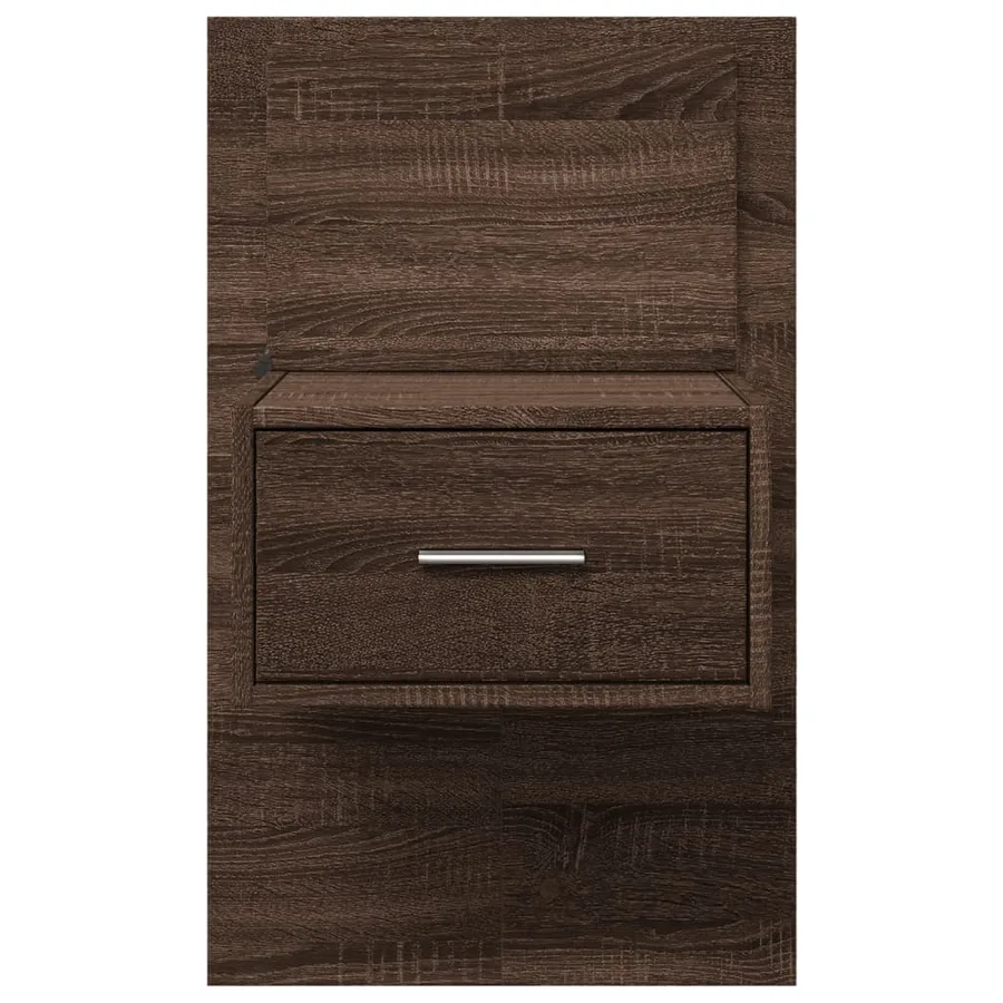 Table de chevet murale avec lumières LED chêne marron - 6