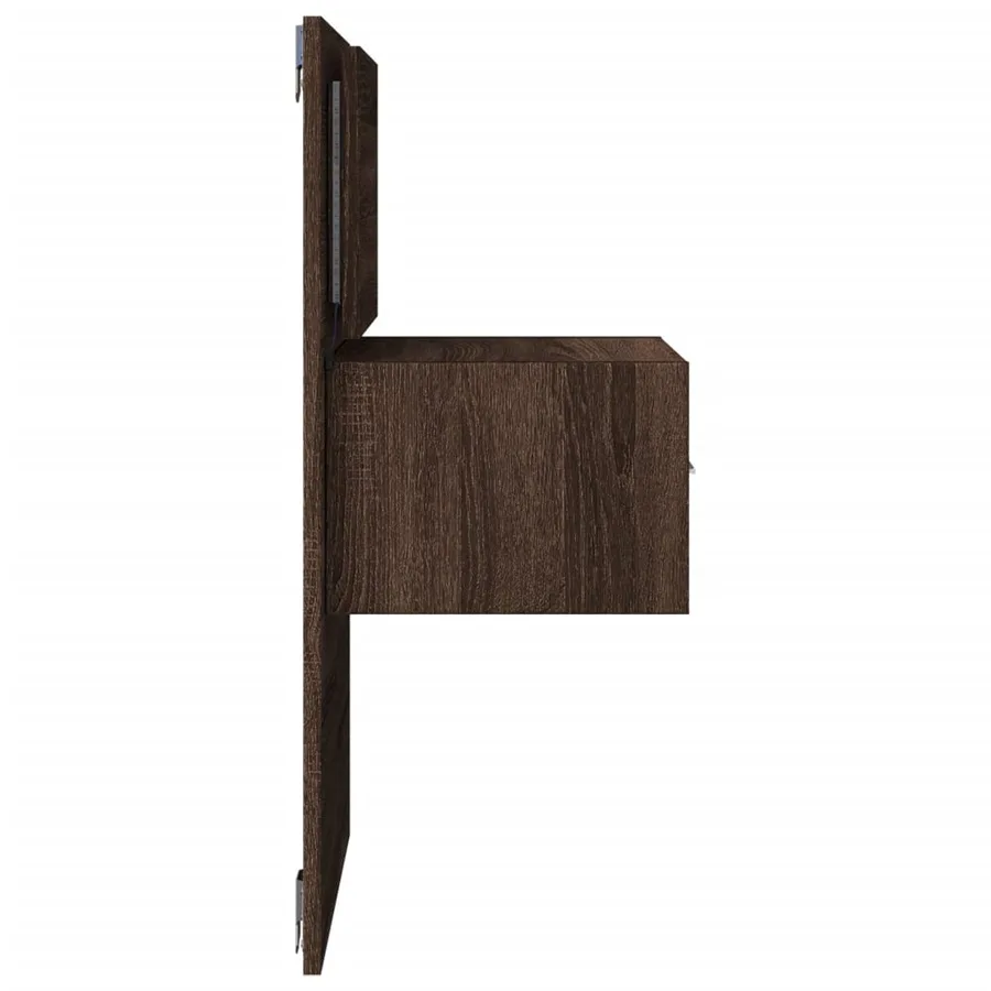 Table de chevet murale avec lumières LED chêne marron - 7