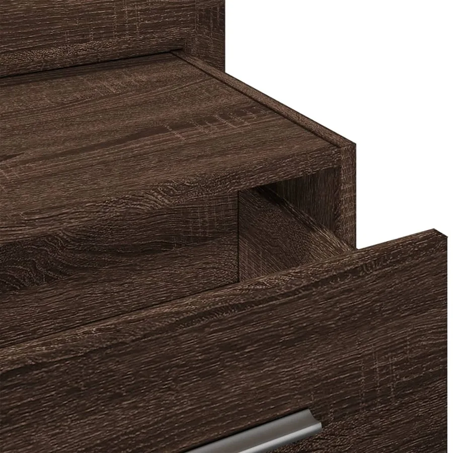 Table de chevet murale avec lumières LED chêne marron - 9