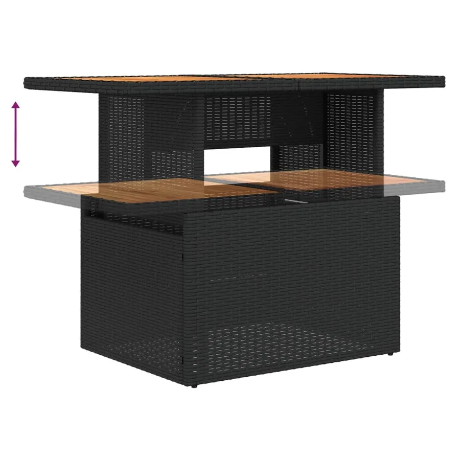 Salon de jardin avec coussins 2 pcs noir résine tressée acacia - 5