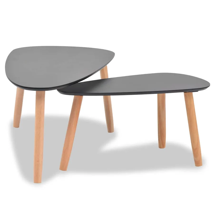 Ensemble de tables basses 2 pcs Bois de pin massif Noir - 4
