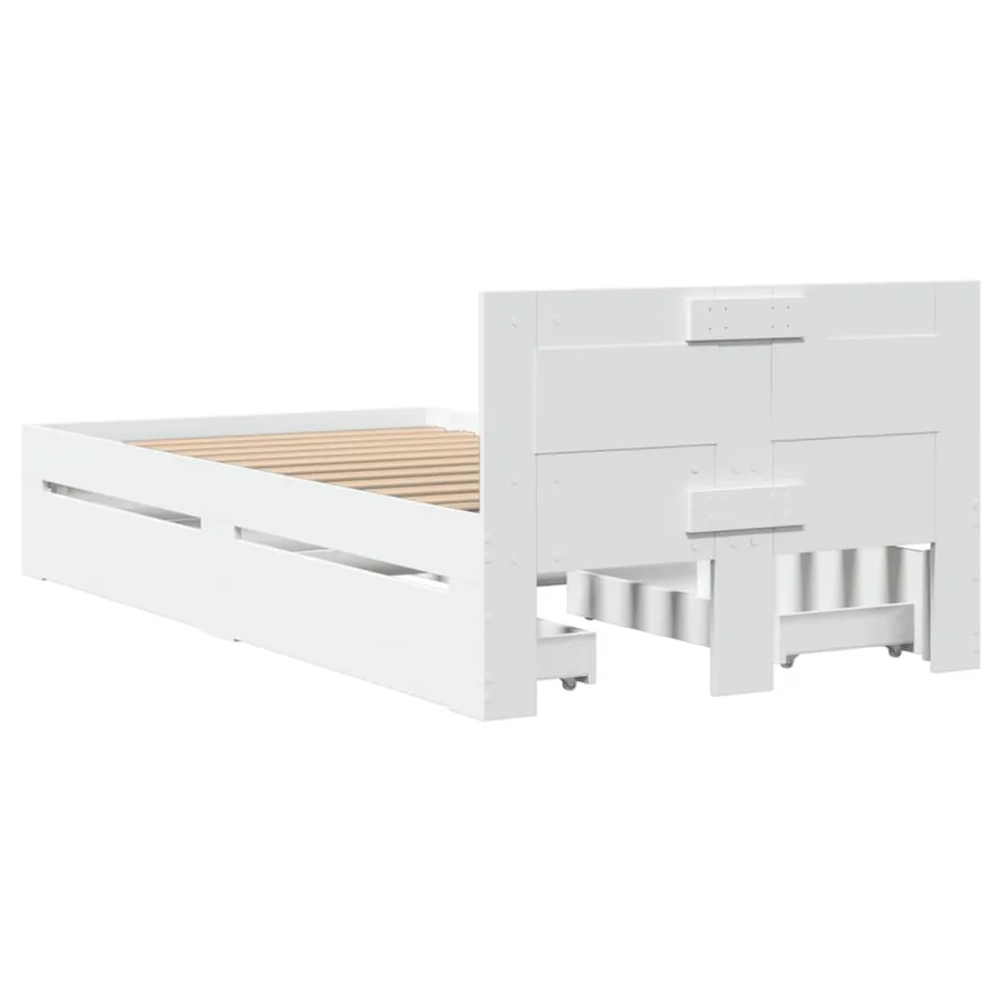 Cadre de lit avec tête de lit sans matelas blanc 75x190 cm - 7