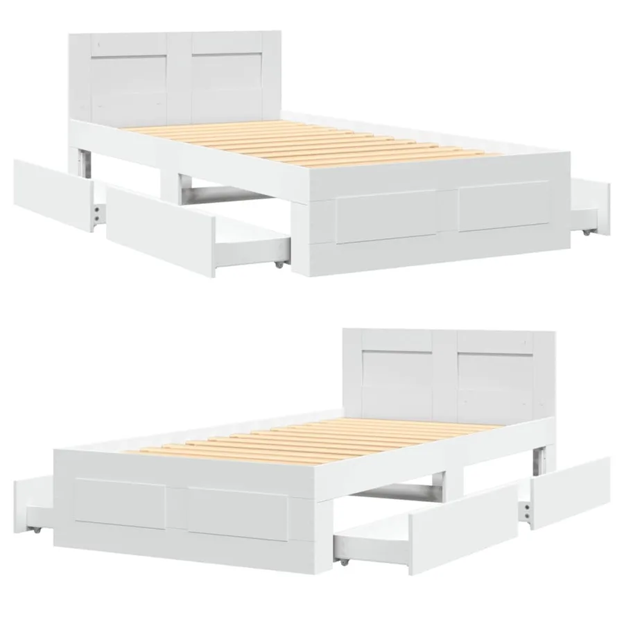 Cadre de lit avec tête de lit sans matelas blanc 75x190 cm - 8