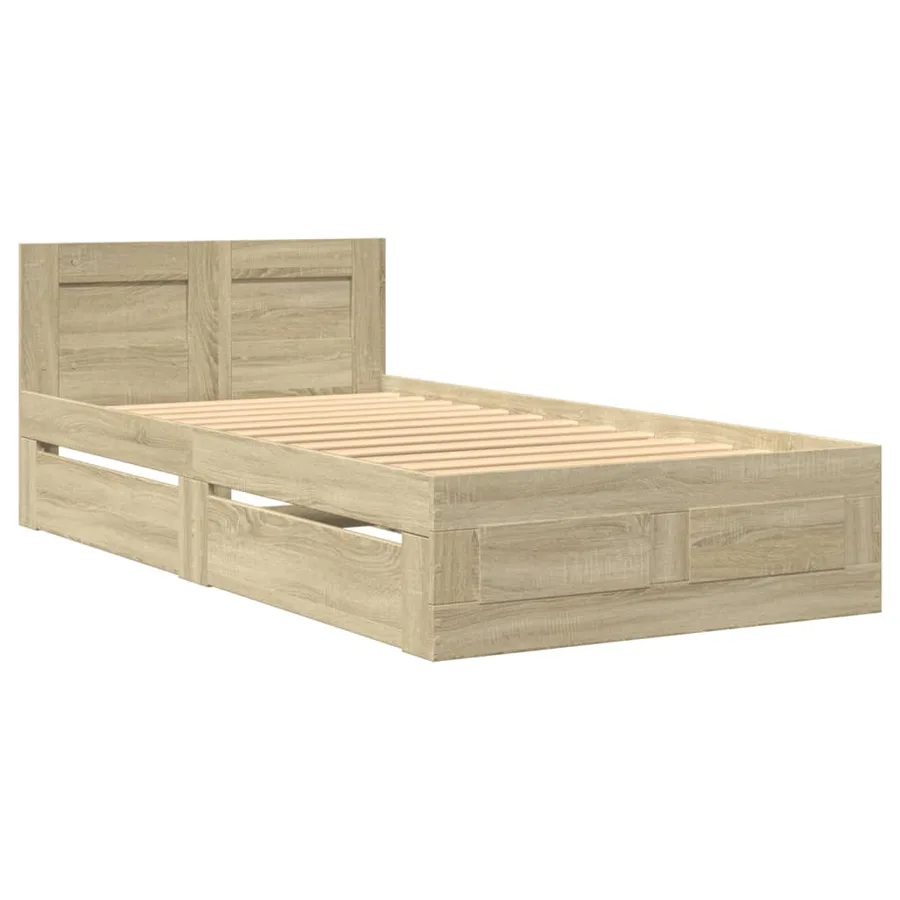 Cadre de lit et tête de lit sans matelas chêne sonoma 90x190 cm - 3