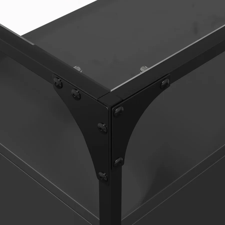 Buffet avec dessus en verre noir 98x35x81 cm bois d'ingénierie - 7