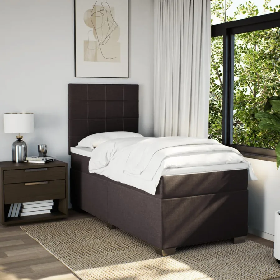 Sommier à lattes de lit avec matelas Marron foncé 90x200 cm - 4