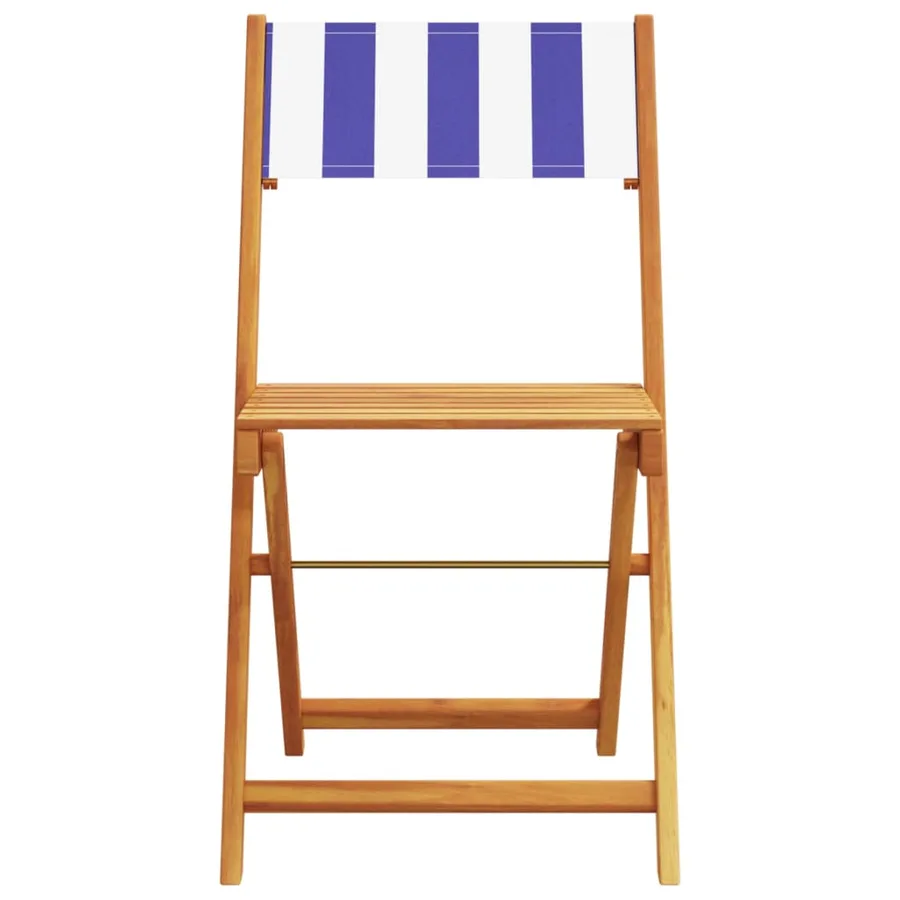Ensemble de bistro 3 pcs bleu et blanc tissu et bois massif - 4